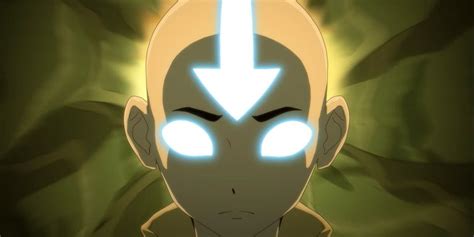 How does Aang access the avatar state after he blocks the last.
